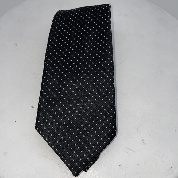 Vintage Alexanders For Men Tie Black and White Pooka Dots 100% Poly 55” - Picture 3 of 8